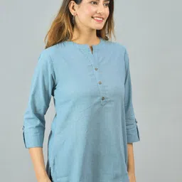 Suha Women Mandarin Collar Cotton Shirt Style Top-picture-39