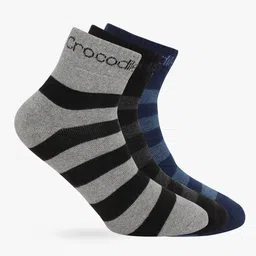 Crocodile Men Pack Of 3 Assorted Cotton Terry Ankle-Length Socks-image-9
