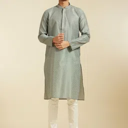 Diwas by Manyavar Floral Woven Design Mandarin Collar Straight Kurta With Pyjama-image-33