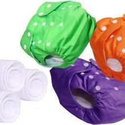 Baby Reusable Cloth Diaper, Washable Adjustable Infants Nappy with Insert- (0-24 Months, Pad Included) (3 diaper 3 white insert) L-XL-5