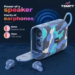 TEMPT Juggler Portable Bluetooth Speaker with In-Built Earbuds, BT V5.3 5 W Bluetooth Soundbar image 5