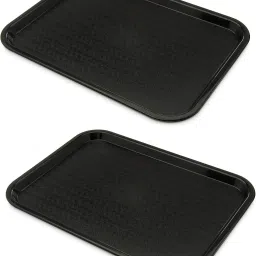 Serving Tray Platter Rectangular Shape Plastic Trays for Drink Breakfast Tea Dinner Coffee Salad Food for Dinning Table Home Kitchen 11x14 Inches Black Tray-0