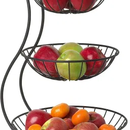 3 Tier Steel Fruit & Vegetable Basket for Kitchen - Fruit Basket for Dining Table - Fruit & Vegetable Storage Basket – Kitchen Fruit & Vegetable Stand – Counter Top Fruit Rack Steel Fruit & Vegetable Basket-image-48