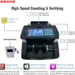 BANKOMAT Premium Quality Machine with Fake Note Detection, Batch Mode & Fast Countertop Currency Detector image 2