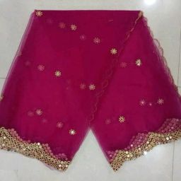 Net Embellished Pink Women Dupatta-29