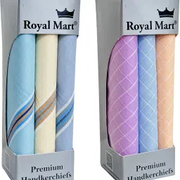 HouseOfCommon 6 pc Light color 15 Inch Complete Men and Women Cotton Striped Handkerchief ["Multicolor"] Handkerchief-picture-39