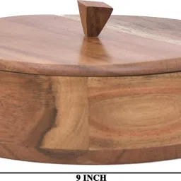 Acacia Wooden Roti Dabba Casserole Box, Brown Cook and Serve Casserole 9*9 inch Serve Casserole-image-45