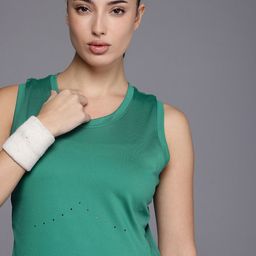 hrx by hrithik roshan Women Solid Round Neck Polyester Green T-Shirt-picture-14