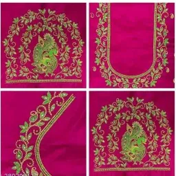 Unstitched Cotton Silk Blouse Material Embroidered-image-13