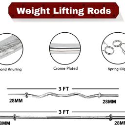 ymd 10 kg Steel Plates (2.5KGX4Pc) 3FT Curl & 3FT Straight 28MM Grip Rods Home Gym Combo image 2