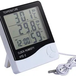Abstract Thermometer Plastic Clock with Sensor Cable HTC-2 All-in-One Digital Moisture Measurer-10