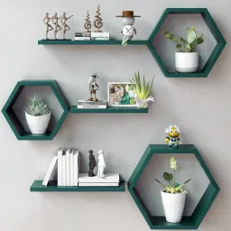Wall Shelf for Home&Office Decor Item Wall Mounted floating Shelf Set Of6(GREEN) Wooden, MDF (Medium Density Fiber) Wall Shelf-image-95