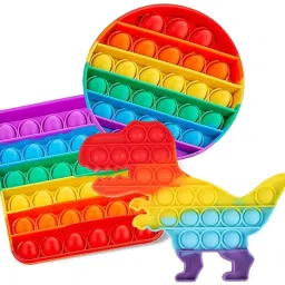 Kids Fun Toys Pop It Fidget Toys Poppit Fidgets Rainbow Push Pop Bubble-2