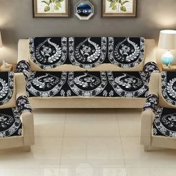 Cotton Floral 3+2 Seater Sofa Cover-image-41