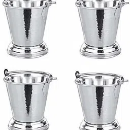 Stainless Steel Pack of 4 Serving Bucket/Balti for Serving Dishes Gravy Bucket Serving Set-image-39
