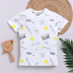Happy Faces Kids Boys Typography Printed Pure Cotton T-Shirt-image-86