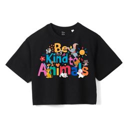 Wear Your Mind Girls Lion King Printed Pure Cotton Applique Boxy T-shirt-image-26