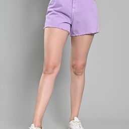 IZEL Women Washed Regular Fit Mid-Rise Denim Denim Shorts-image-1