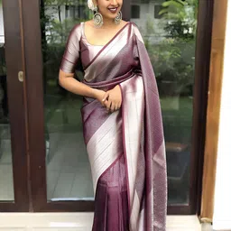 Anouk Zari Woven Design Geometric Print Zari Kanjeevaram Saree image 3