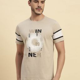 Cantabil Men Typography Printed Round Neck Cotton T-shirt-image-54
