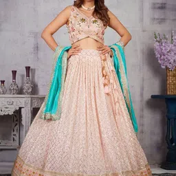 PAYAL CREATION Embroidered Unstitched Lehenga & Semi-Stitched Blouse With Dupatta-picture-32