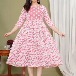 RANGEELO JAIPUR Floral Printed Maternity Anarkali Kurta-image-26