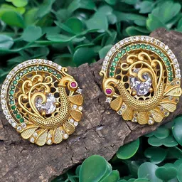 Talish Women Gold Plated Peacock Pattern Earrings-picture-5