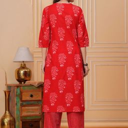 JAIPURI COLLECTION Women Ethnic Motifs Printed Mirror Work Pure Cotton Kurta Set-picture-6