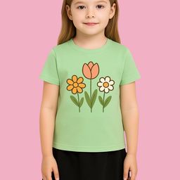 KIDDY STAR Girls Printed Short Sleeves Pure Cotton T-shirt With Skirt-image-38