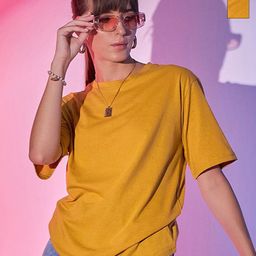 QIOA Pack Of 2 Round Neck Cotton Oversized Long T-shirt-image-61