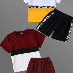 Lofn Unisex Kids Colourblocked T-shirt with Capris-53