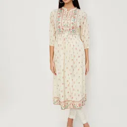 max Women Floral Printed Keyhole Neck Flared Sleeves Sequinned Kurta-picture-20