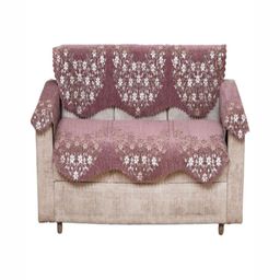 Fashion Throw Pink & White Printed Jacquard 4 Piece Sofa Cover With Arms-image-60