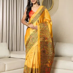 Saree mall Ethnic Motifs Printed Ready to Wear Khadi Sarees-11