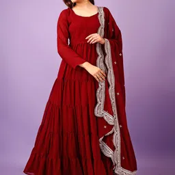KALINI Women Tiered Kurta with Pyjamas & With Dupatta-picture-39