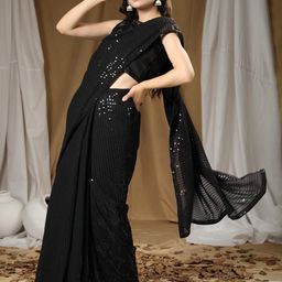 CaniBani Black Pure Georgette Sarees-image-87