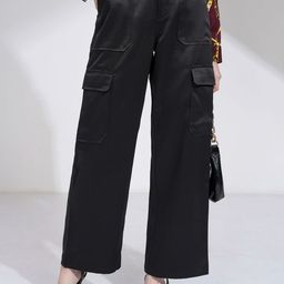 Tokyo Talkies Women Solid Cargo Pocket Wideleg Pant-image-17