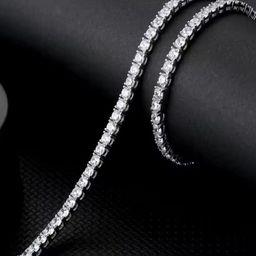 Beadzzz Silver-Plated Cubic Zirconia Studded Minimal Chain-image-28
