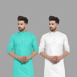 VS MALL Men White Kurtas-image-81