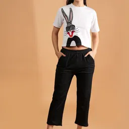 Belfry Rabbit Printed Round Neck T-shirt With Trousers Co-Ords-image-12