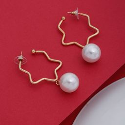 Stoln Gold-Plated Pearls Beaded Star Shaped Half Hoop Earrings-19