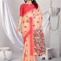 VS MALL Printed Linen Blend Sarees-image-28