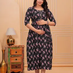 Nevisha Style Women Floral Printed Thread Work Floral Maternity Anarkali Kurta-image-83