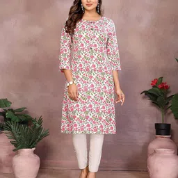 Rangita Women Ethnic Motifs Printed Round Neck Straight Kurta-picture-24
