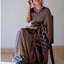 CaniBani Blue Silk Blend Banarasi Sarees-image-57