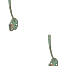 IndianShelf Bronze-Toned & Green 2 Pieces Abstract Printed Iron Wall Hooks-picture-4