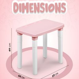 HAPPY BEAR White & Pink 3-Level Height Adjustable Rectangular Study Table image 2