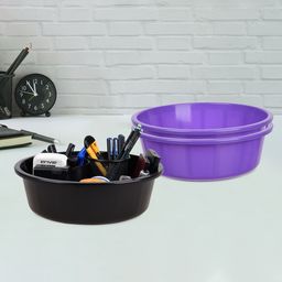 Kuber Industries Purple and Black 3 Pieces Multipurpose Storage Desk Organisers-71
