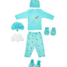 MeeMee Infants Pack Of 7 Printed Pure Cotton Baby Apparel Gift Set-image-47