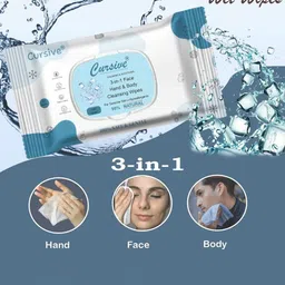 CURSIVE Set Of 3 Lemon Mint Cool Water & Cedarwood Refreshing Wet Wipes image 5